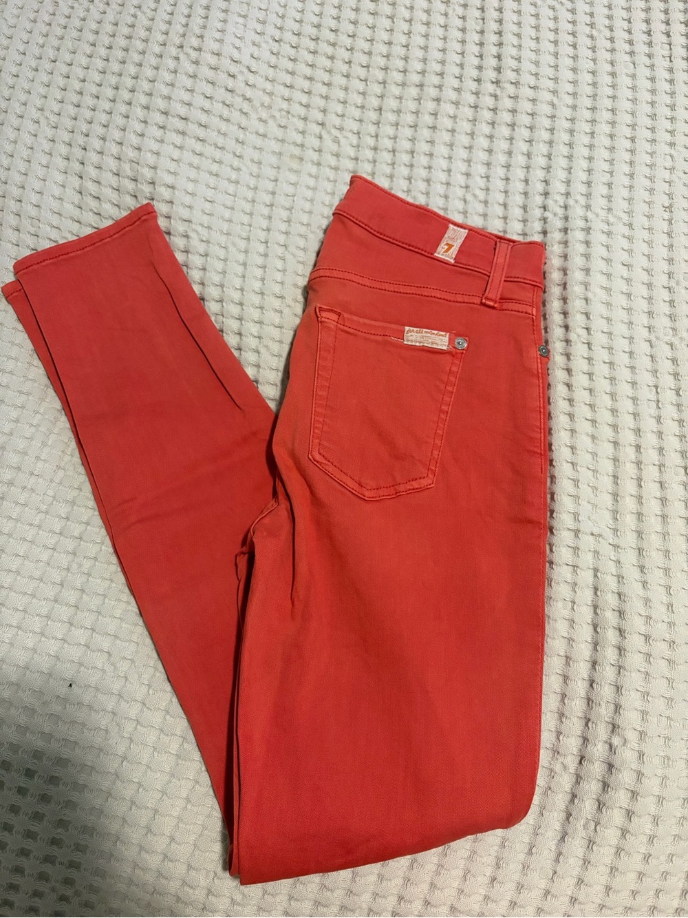 7 For All Mankind Coral-Red Skinny Jeans